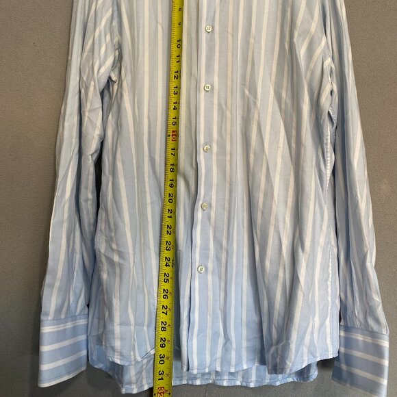 Gianfranco Ferré Studio Men’s Blue/White Striped Dress Shirt 16/41 100% Cotton - Picture 3 of 9